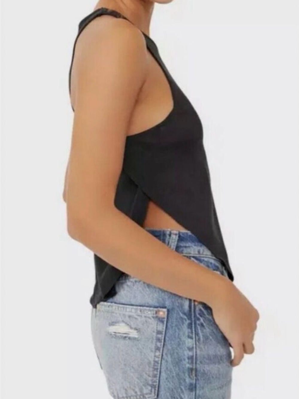 Intimately Free People Out the Door Tank Top Tee Black nwot